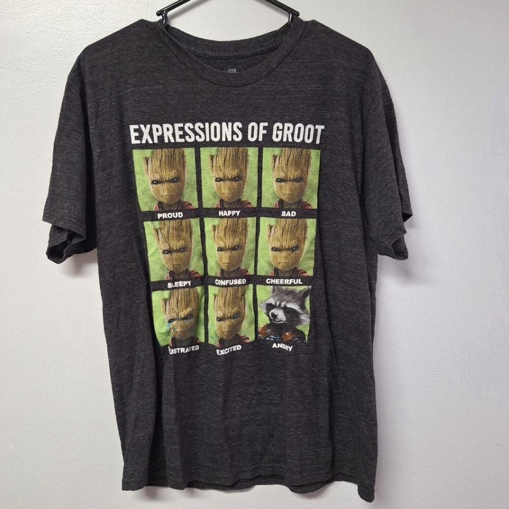 Groot Guardians of the Galaxy Shirt Youth‎ Large Impressions Faces Boys Black
